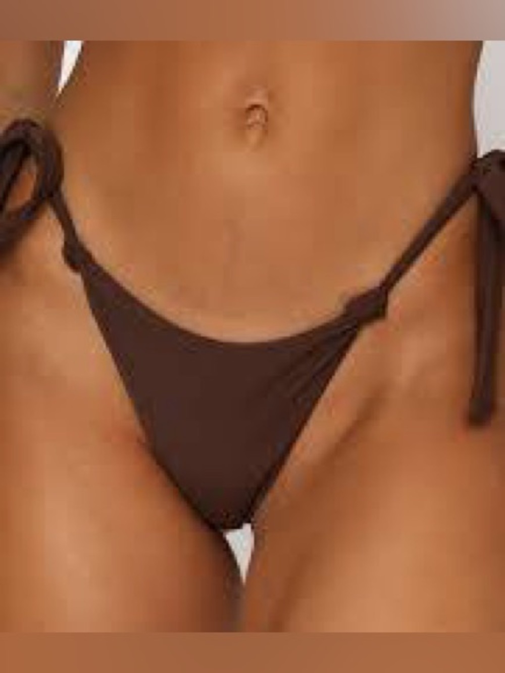 NWT White Fox Boutique Brown Tie Side cheeky thong Bikini Bottom M skimpy ruched